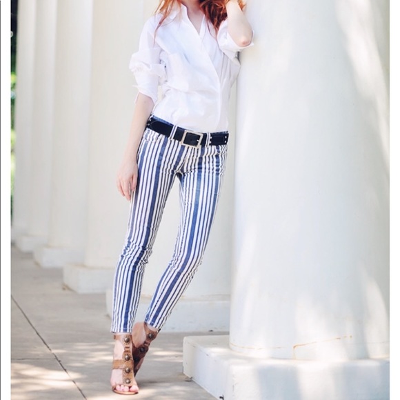Free People Pants - Free People Striped Skinny Jeans Pants Sz 26
